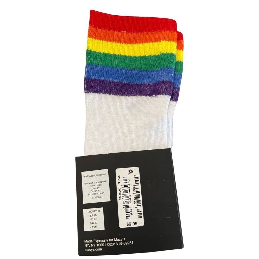 INC Rainbow Top Knee High White Socks - Picture 1 of 1